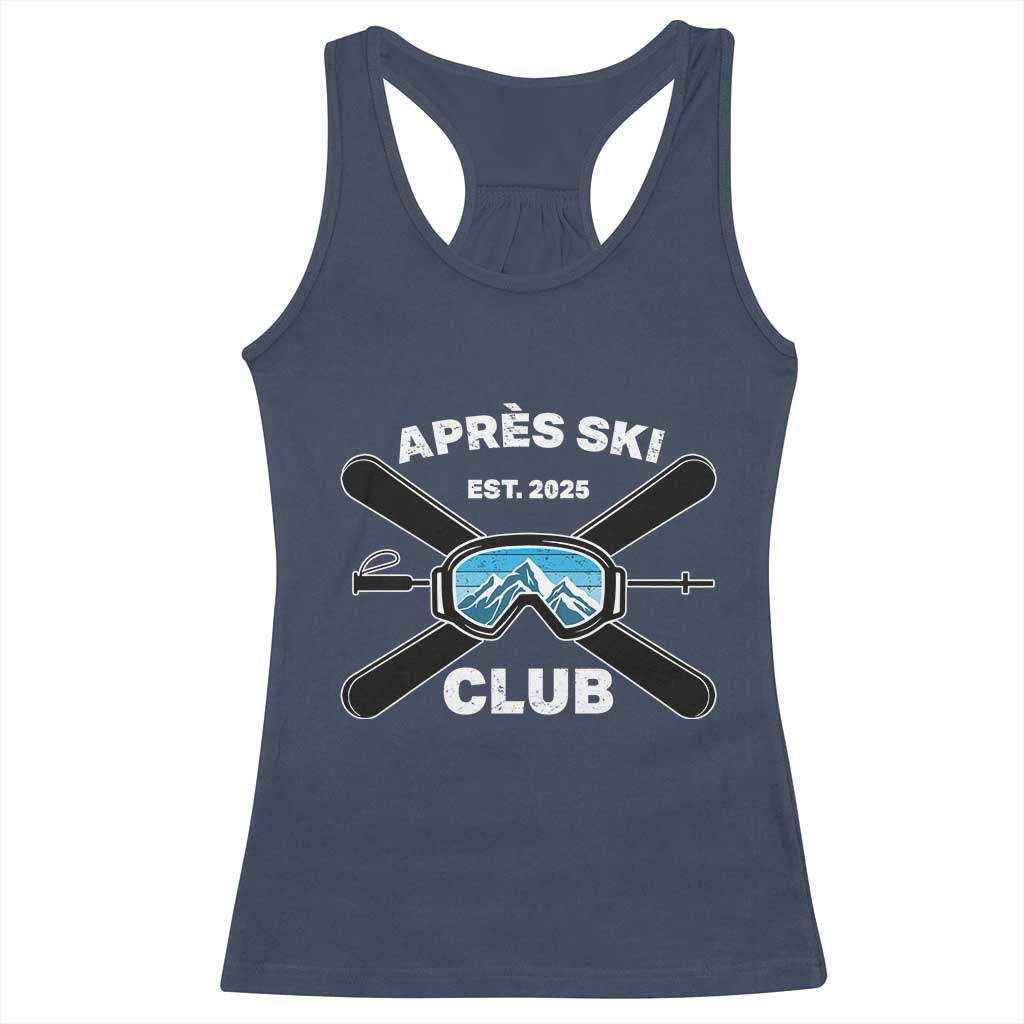 Apres Ski Club 2025 Racerback Tank Top Skiing Winter Sport Mountain TS11 Navy Print Your Wear
