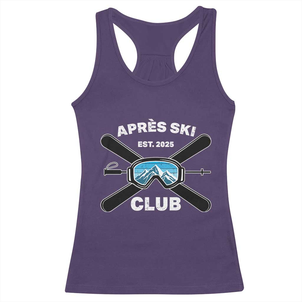 Apres Ski Club 2025 Racerback Tank Top Skiing Winter Sport Mountain TS11 Purple Print Your Wear