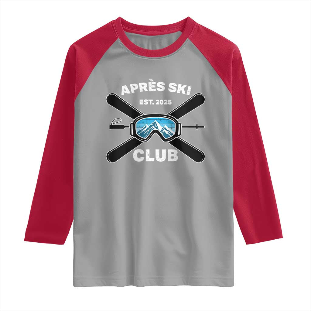 Apres Ski Club 2025 Raglan Shirt Skiing Winter Sport Mountain TS11 Sport Gray Red Print Your Wear