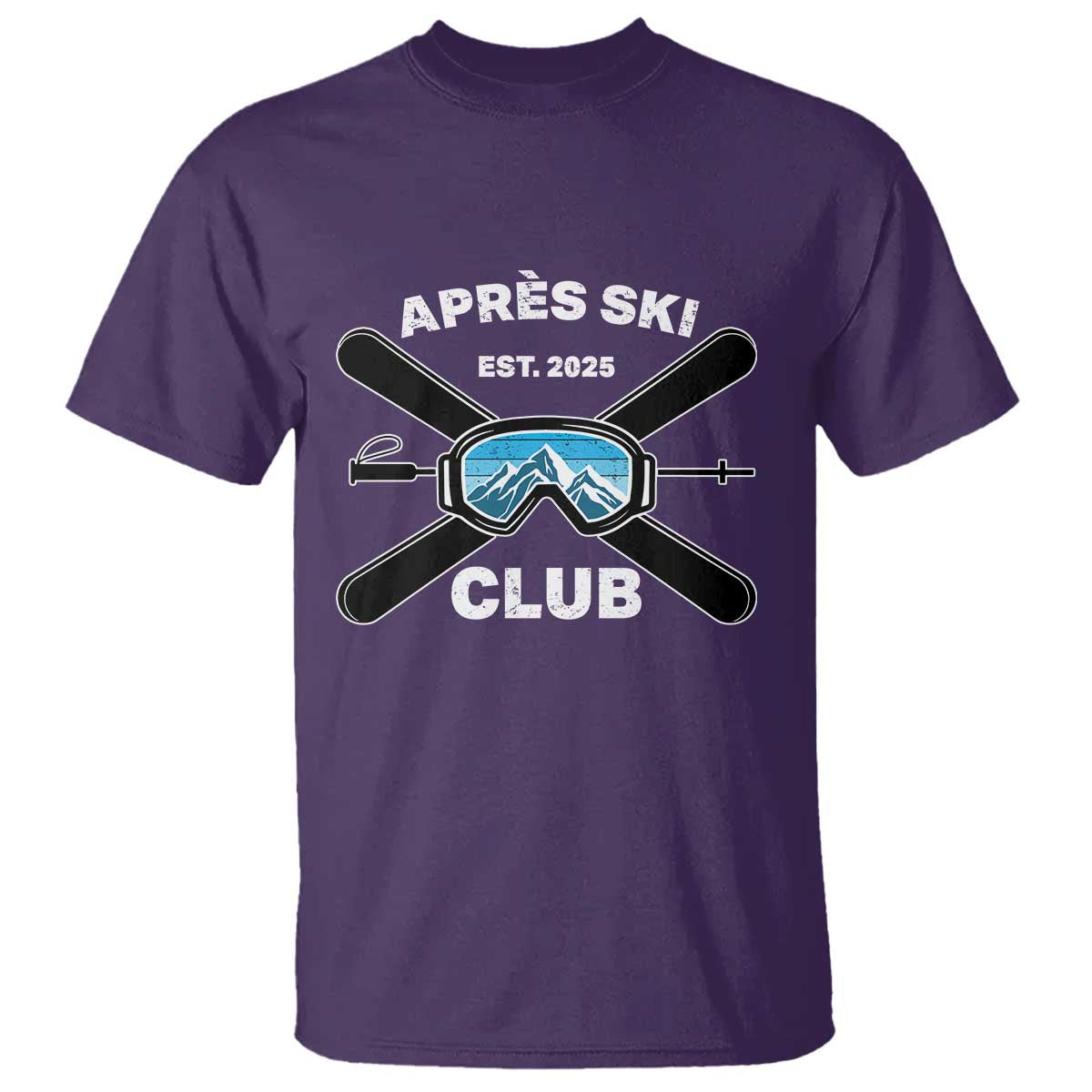 Apres Ski Club 2025 T Shirt Skiing Winter Sport Mountain TS11 Purple Print Your Wear