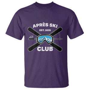 Apres Ski Club 2025 T Shirt Skiing Winter Sport Mountain TS11 Purple Print Your Wear