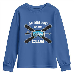 Apres Ski Club 2025 Youth Sweatshirt Skiing Winter Sport Mountain TS11 Royal Blue Print Your Wear