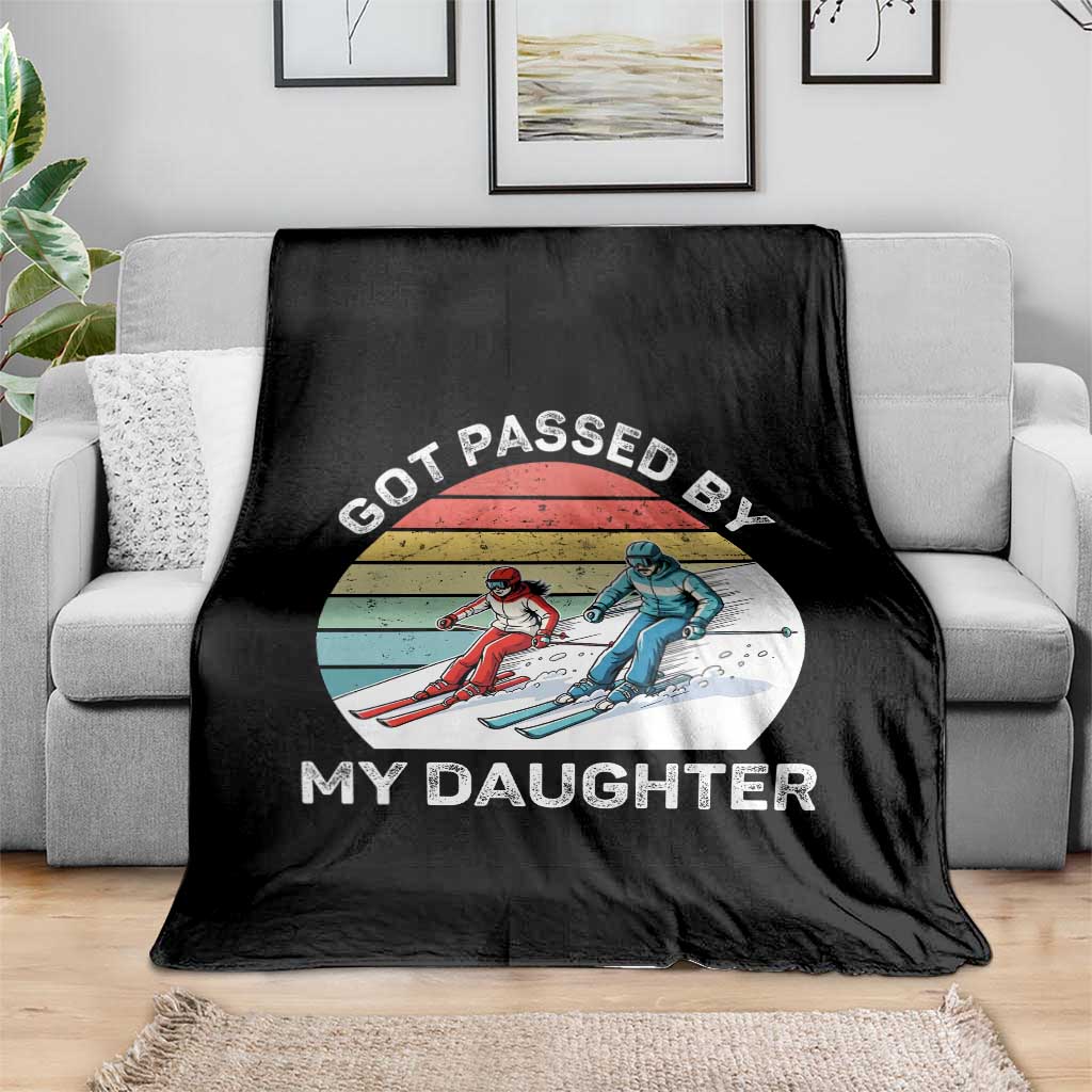 Funny Skiing Dad Throw Blanket Got Passed By My Daughter Retro Vintage TS11 Print Your Wear
