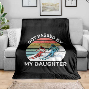 Funny Skiing Dad Throw Blanket Got Passed By My Daughter Retro Vintage TS11 Print Your Wear