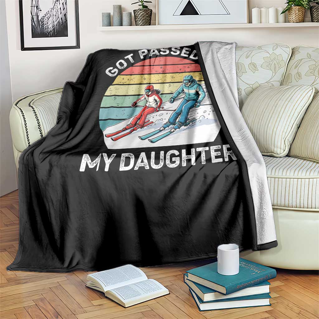 Funny Skiing Dad Throw Blanket Got Passed By My Daughter Retro Vintage TS11 Print Your Wear