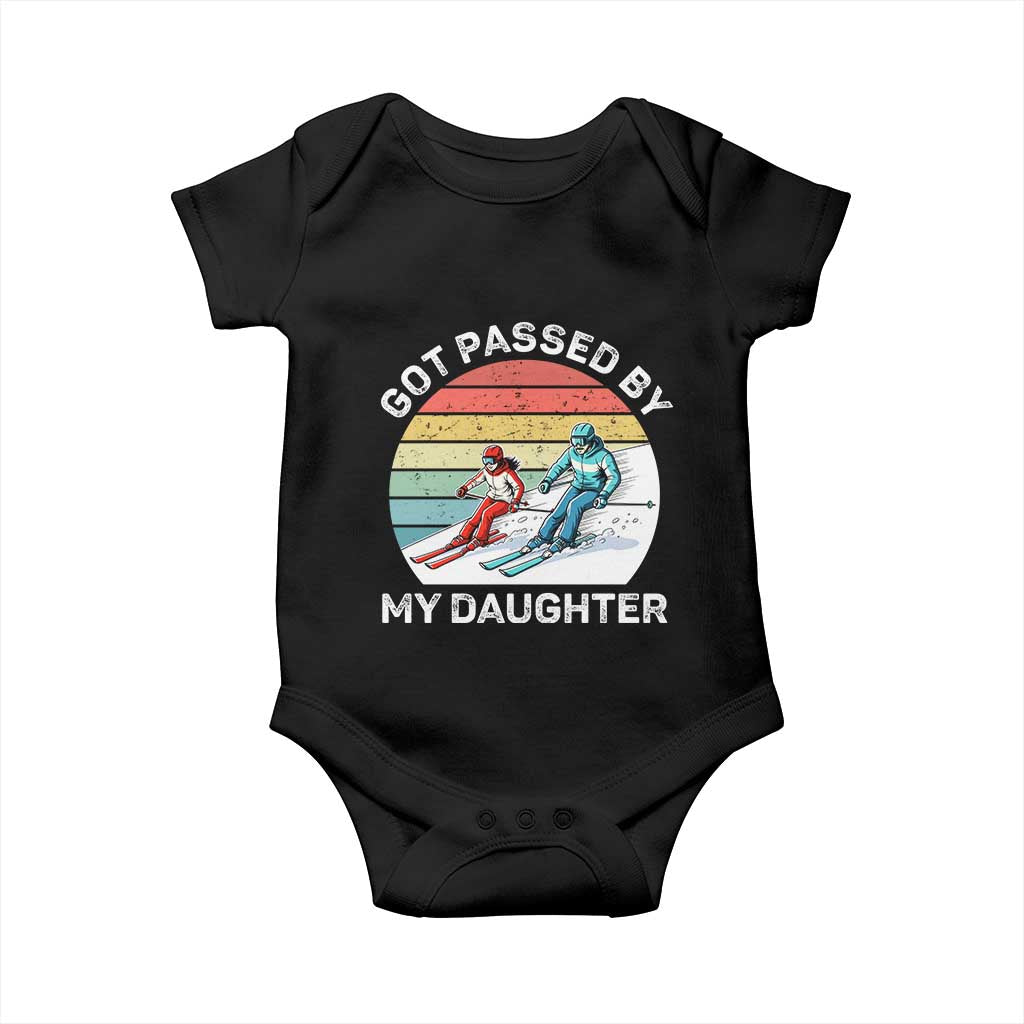Funny Skiing Dad Baby Onesie Got Passed By My Daughter Retro Vintage TS11 Black Print Your Wear