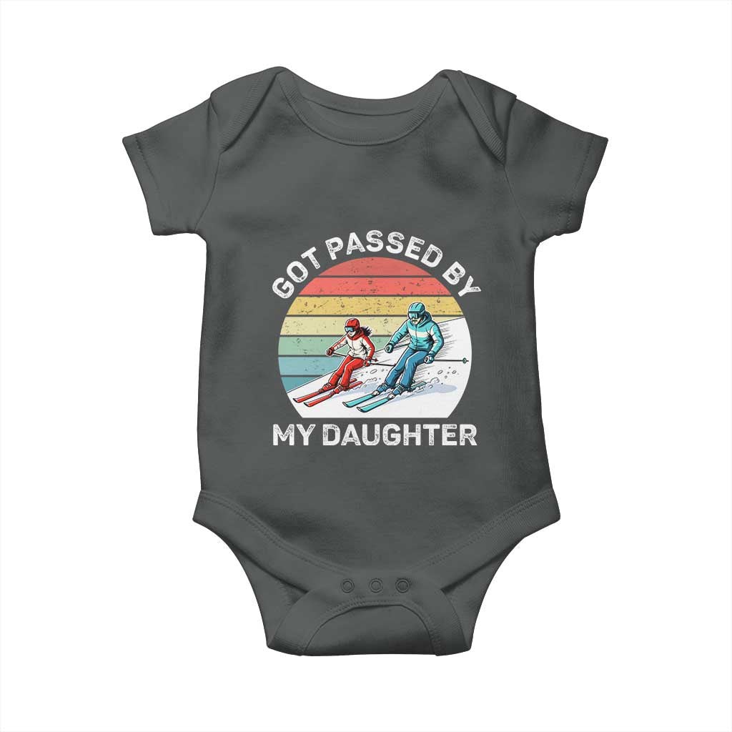 Funny Skiing Dad Baby Onesie Got Passed By My Daughter Retro Vintage TS11 Dark Heather Print Your Wear
