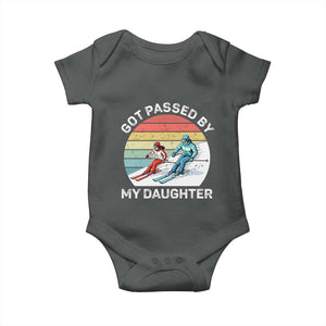 Funny Skiing Dad Baby Onesie Got Passed By My Daughter Retro Vintage TS11 Dark Heather Print Your Wear