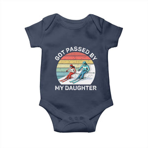 Funny Skiing Dad Baby Onesie Got Passed By My Daughter Retro Vintage TS11 Navy Print Your Wear