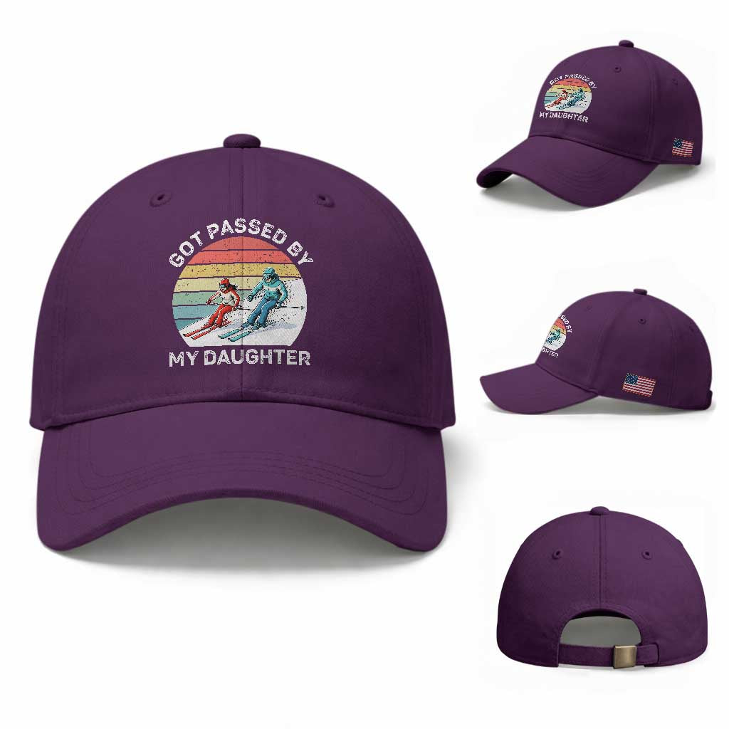 Funny Skiing Dad Baseball Cap Got Passed By My Daughter Retro Vintage TS11 Baseball Cap Universal Fit Purple Print Your Wear