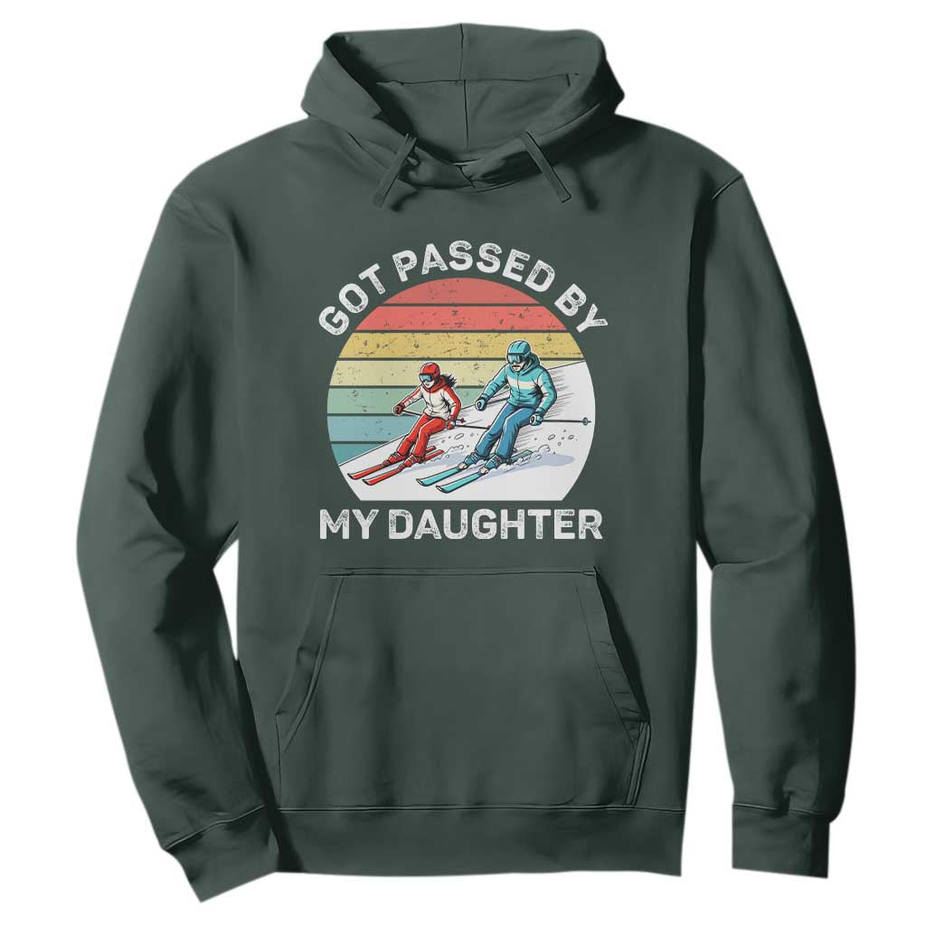 Funny Skiing Dad Hoodie Got Passed By My Daughter Retro Vintage TS11 Dark Forest Green Print Your Wear