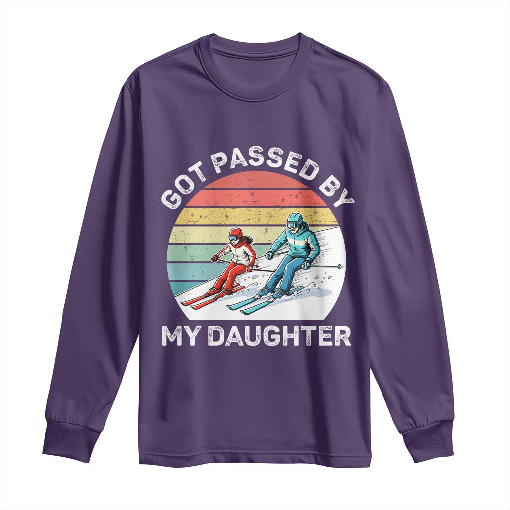 Funny Skiing Dad Long Sleeve Shirt Got Passed By My Daughter Retro Vintage TS11 Purple Print Your Wear