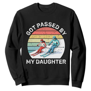 Funny Skiing Dad Sweatshirt Got Passed By My Daughter Retro Vintage TS11 Black Print Your Wear