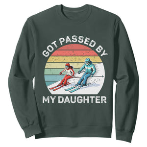 Funny Skiing Dad Sweatshirt Got Passed By My Daughter Retro Vintage TS11 Dark Forest Green Print Your Wear