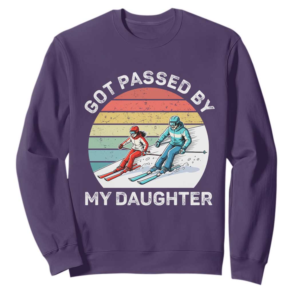 Funny Skiing Dad Sweatshirt Got Passed By My Daughter Retro Vintage TS11 Purple Print Your Wear
