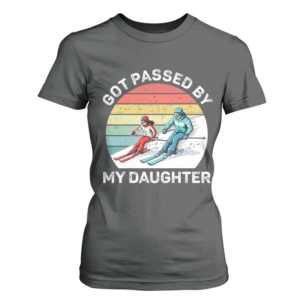 Funny Skiing Dad T Shirt For Women Got Passed By My Daughter Retro Vintage TS11 Dark Heather Print Your Wear