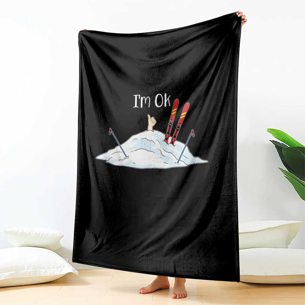 Funny Skiing Snowboarding Throw Blanket I Am Okay Ski Crash Winter Sport TS11 Print Your Wear