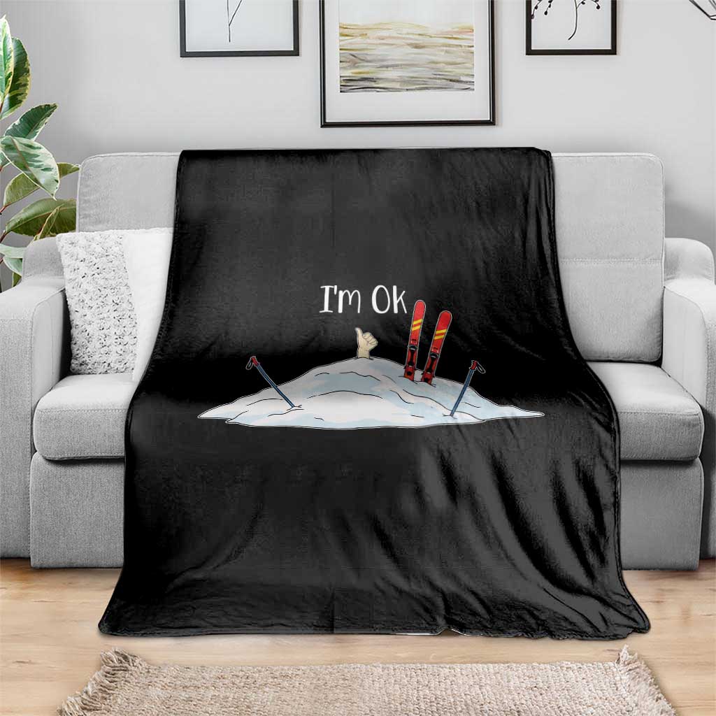 Funny Skiing Snowboarding Throw Blanket I Am Okay Ski Crash Winter Sport TS11 Print Your Wear