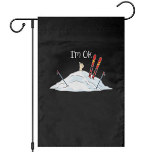 Funny Skiing Snowboarding Garden Flag I Am Okay Ski Crash Winter Sport TS11 Black Print Your Wear