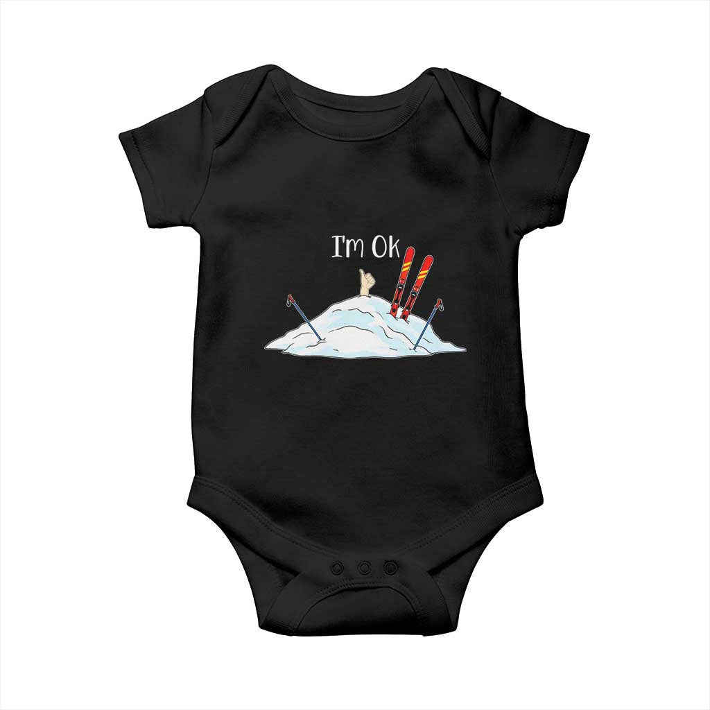 Funny Skiing Snowboarding Baby Onesie I Am Okay Ski Crash Winter Sport TS11 Black Print Your Wear