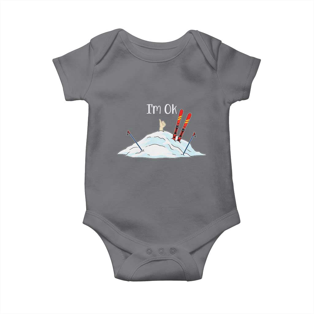 Funny Skiing Snowboarding Baby Onesie I Am Okay Ski Crash Winter Sport TS11 Charcoal Print Your Wear