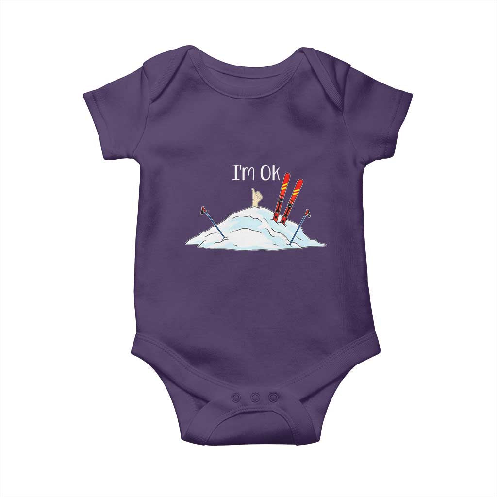 Funny Skiing Snowboarding Baby Onesie I Am Okay Ski Crash Winter Sport TS11 Purple Print Your Wear