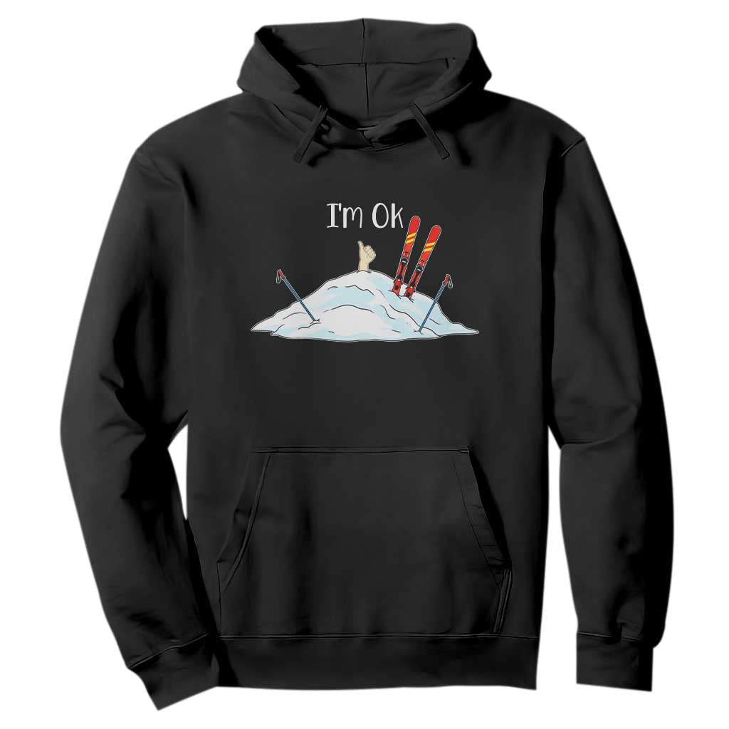 Funny Skiing Snowboarding Hoodie I Am Okay Ski Crash Winter Sport TS11 Black Print Your Wear