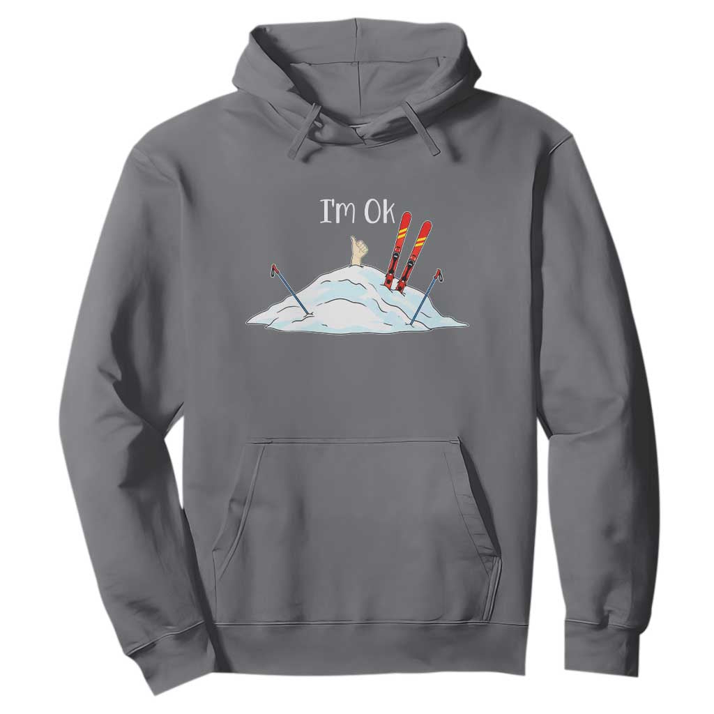 Funny Skiing Snowboarding Hoodie I Am Okay Ski Crash Winter Sport TS11 Charcoal Print Your Wear