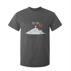 Funny Skiing Snowboarding T Shirt For Kid I Am Okay Ski Crash Winter Sport TS11 Dark Heather Print Your Wear