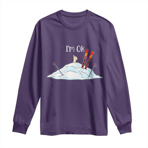 Funny Skiing Snowboarding Long Sleeve Shirt I Am Okay Ski Crash Winter Sport TS11 Purple Print Your Wear