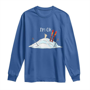 Funny Skiing Snowboarding Long Sleeve Shirt I Am Okay Ski Crash Winter Sport TS11 Royal Blue Print Your Wear