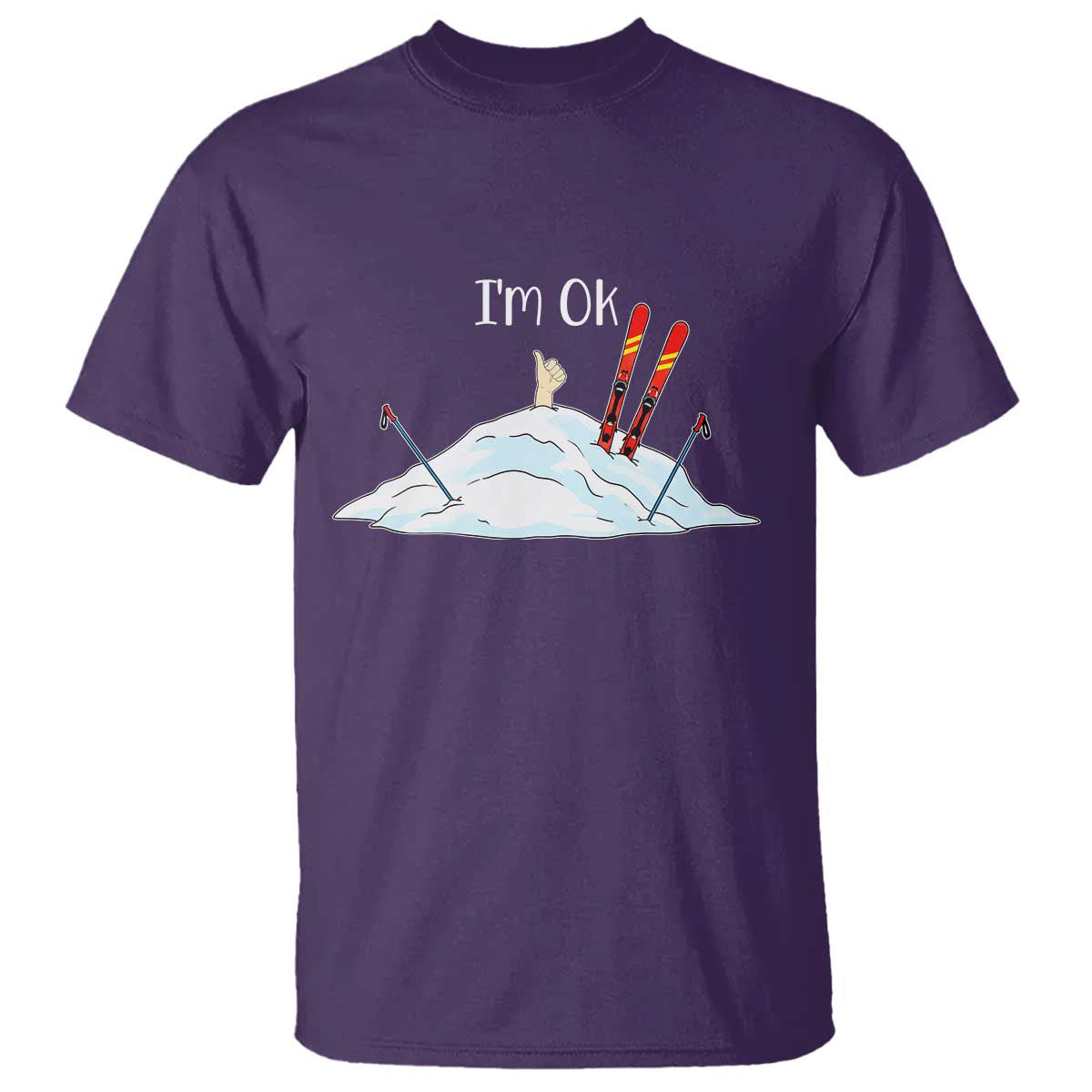 Funny Skiing Snowboarding T Shirt I Am Okay Ski Crash Winter Sport TS11 Purple Print Your Wear