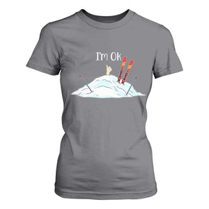 Funny Skiing Snowboarding T Shirt For Women I Am Okay Ski Crash Winter Sport TS11 Charcoal Print Your Wear