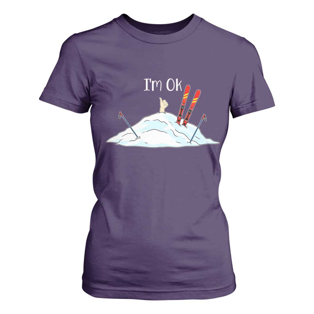 Funny Skiing Snowboarding T Shirt For Women I Am Okay Ski Crash Winter Sport TS11 Purple Print Your Wear