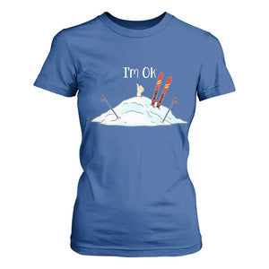 Funny Skiing Snowboarding T Shirt For Women I Am Okay Ski Crash Winter Sport TS11 Royal Blue Print Your Wear