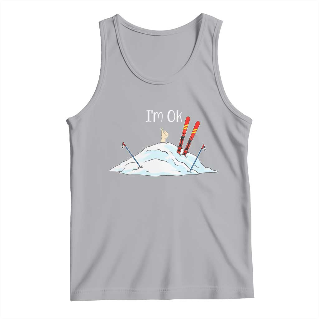 Funny Skiing Snowboarding Tank Top I Am Okay Ski Crash Winter Sport TS11 Athletic Heather Print Your Wear
