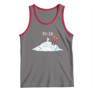 Funny Skiing Snowboarding Tank Top I Am Okay Ski Crash Winter Sport TS11 Deep Heather Red Print Your Wear