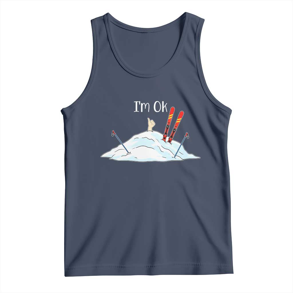 Funny Skiing Snowboarding Tank Top I Am Okay Ski Crash Winter Sport TS11 Navy Print Your Wear