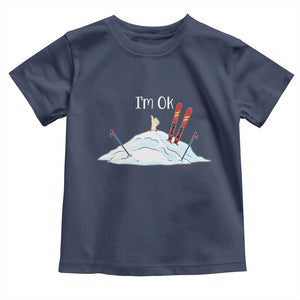 Funny Skiing Snowboarding Toddler T Shirt I Am Okay Ski Crash Winter Sport TS11 Navy Print Your Wear
