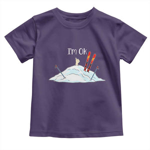 Funny Skiing Snowboarding Toddler T Shirt I Am Okay Ski Crash Winter Sport TS11 Purple Print Your Wear