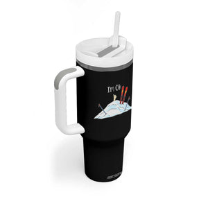 Funny Skiing Snowboarding Tumbler With Handle I Am Okay Ski Crash Winter Sport TS11 Print Your Wear