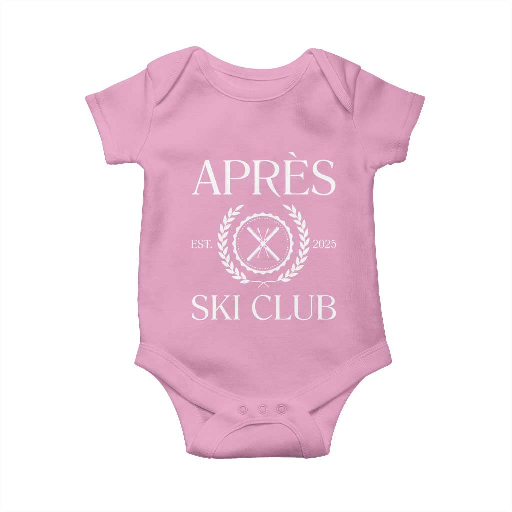 Apres Ski Club 2025 Baby Onesie Winter Vacation Drinking Party TS11 Light Pink Print Your Wear