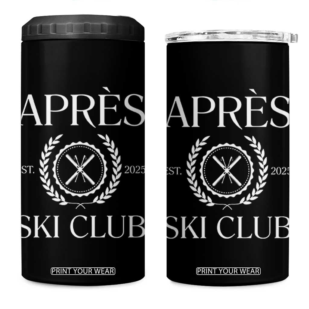 Apres Ski Club 2025 4 in 1 Can Cooler Tumbler Winter Vacation Drinking Party TS11 One Size: 16 oz Black Print Your Wear