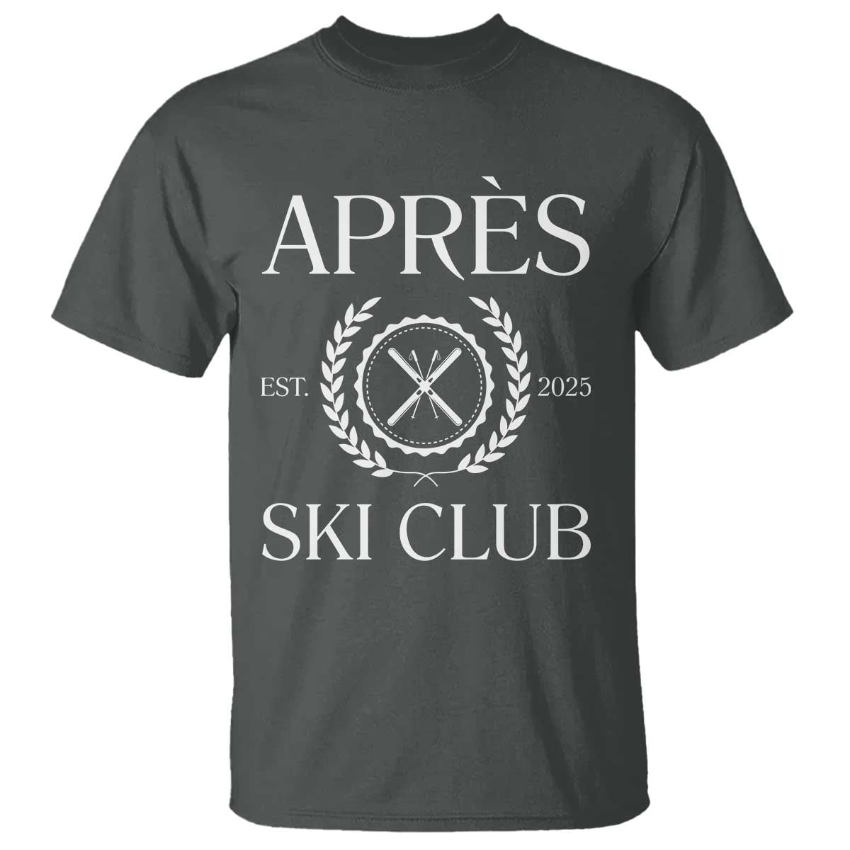 Apres Ski Club 2025 T Shirt Winter Vacation Drinking Party TS11 Dark Heather Print Your Wear