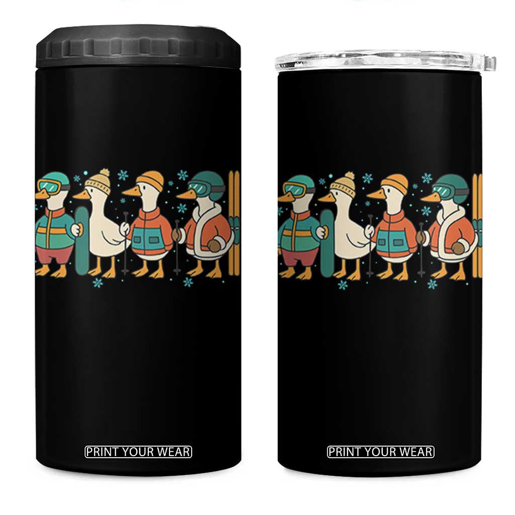 Funny Ski Snowboard Goose 4 in 1 Can Cooler Tumbler Up To Snow Good Winter Sport TS11 One Size: 16 oz Black Print Your Wear