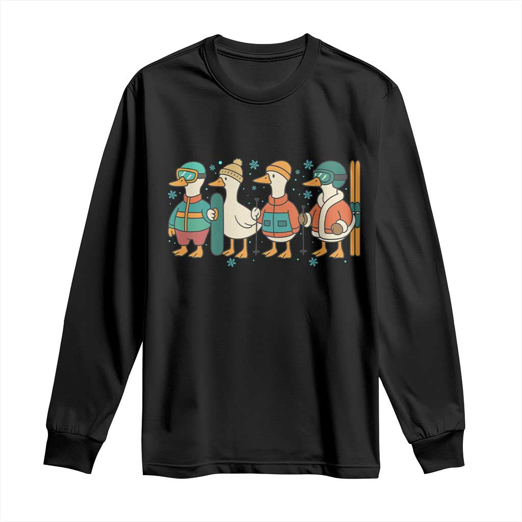 Funny Ski Snowboard Goose Long Sleeve Shirt Up To Snow Good Winter Sport TS11 Black Print Your Wear