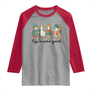 Funny Ski Snowboard Goose Raglan Shirt Up To Snow Good Winter Sport TS11 Sport Gray Red Print Your Wear