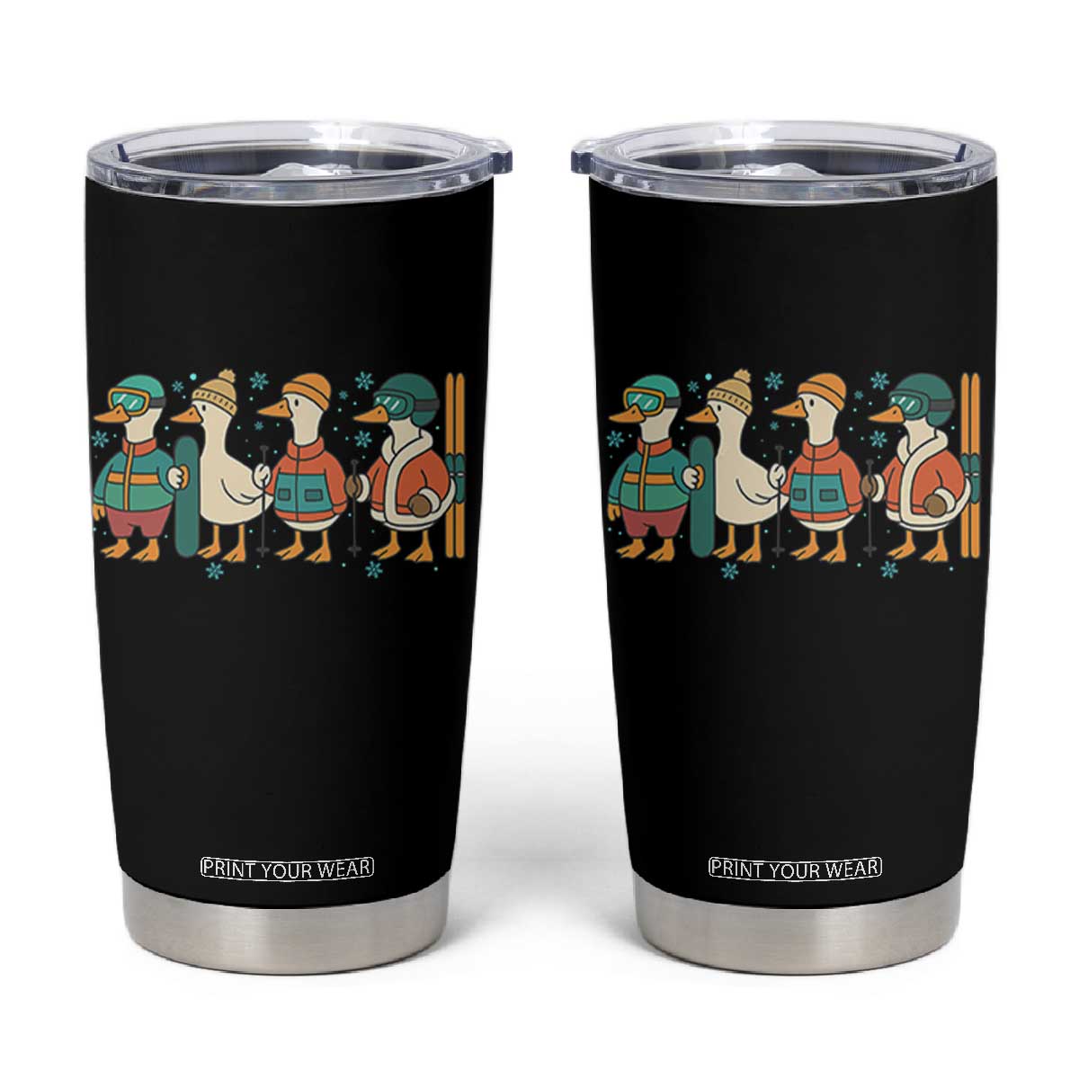 Funny Ski Snowboard Goose Tumbler Cup Up To Snow Good Winter Sport TS11 Black Print Your Wear