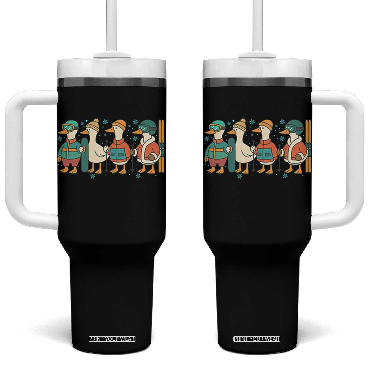 Funny Ski Snowboard Goose Tumbler With Handle Up To Snow Good Winter Sport TS11 One Size: 40 oz Black Print Your Wear
