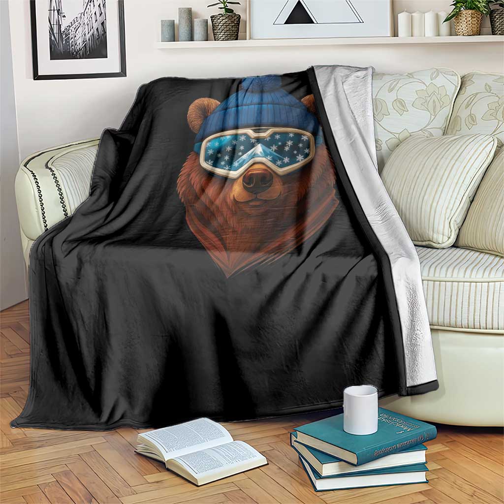 Grizzly Bear Snowboard Goggles Skiing Snow Winter Sport Throw Blanket TS11 Print Your Wear